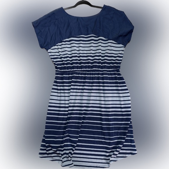 Xhilaration Blue Striped Short Sleeve High Low Casual Dress size 1 - Picture 3 of 9